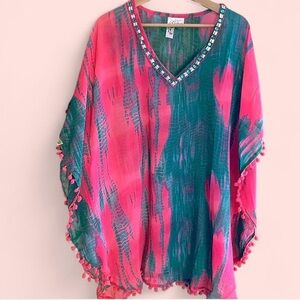 Pink and Green Kaftan Dress
